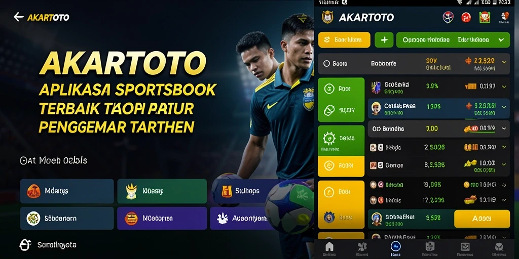 Tampilan layar aplikasi AKARTOTO dengan berbagai pilihan taruhan.