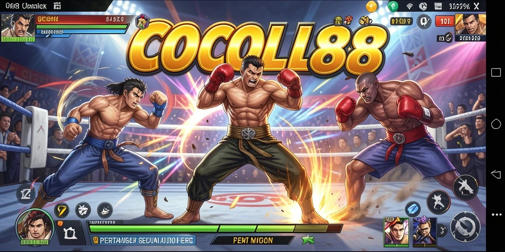 Tangkapan layar gameplay COCOL88 yang menampilkan pertarungan intens dan karakter dinamis.