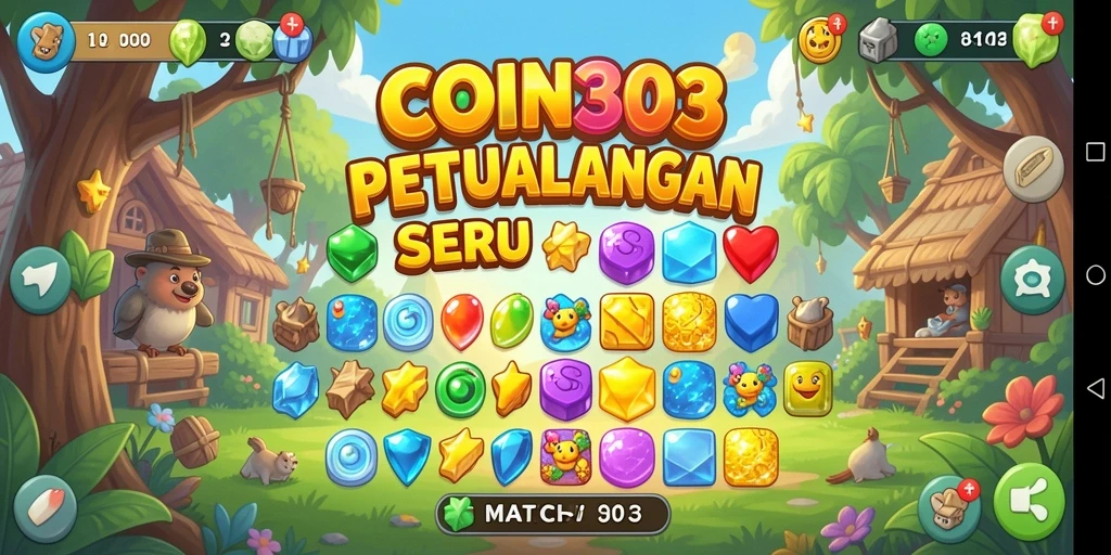 Tampilan gameplay seru dari COIN303 dengan tantangan match-3.