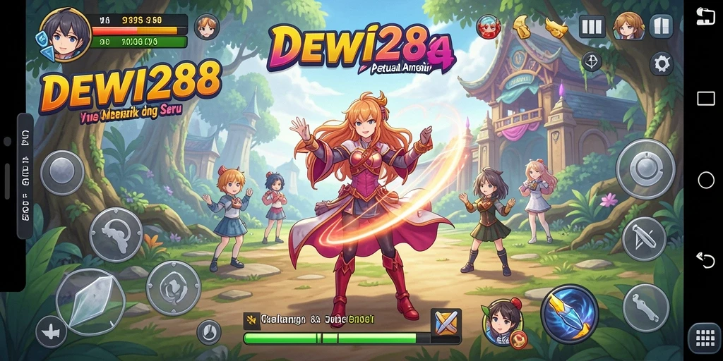 Tampilan gameplay DEWI288 yang penuh warna dan dinamis.