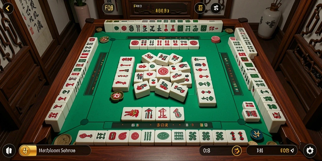 Tangkapan layar gameplay F08 menampilkan keseruan permainan Mahjong.
