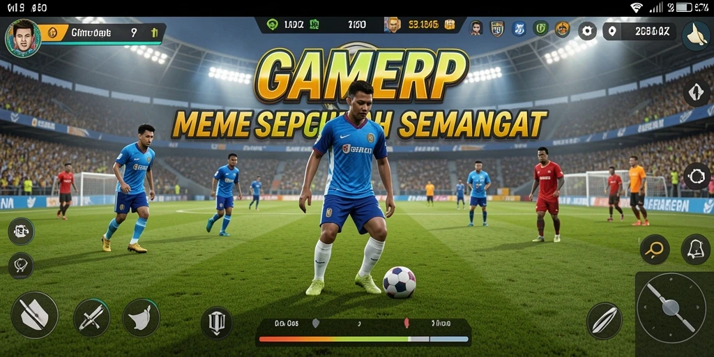 Tampilan gameplay GAMERP yang menakjubkan dengan aksi sepak bola yang mendebarkan.