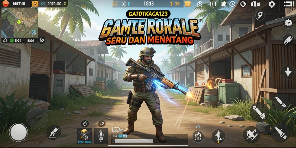 Gameplay seru GATOTKACA123 di medan pertempuran Battle Royale.