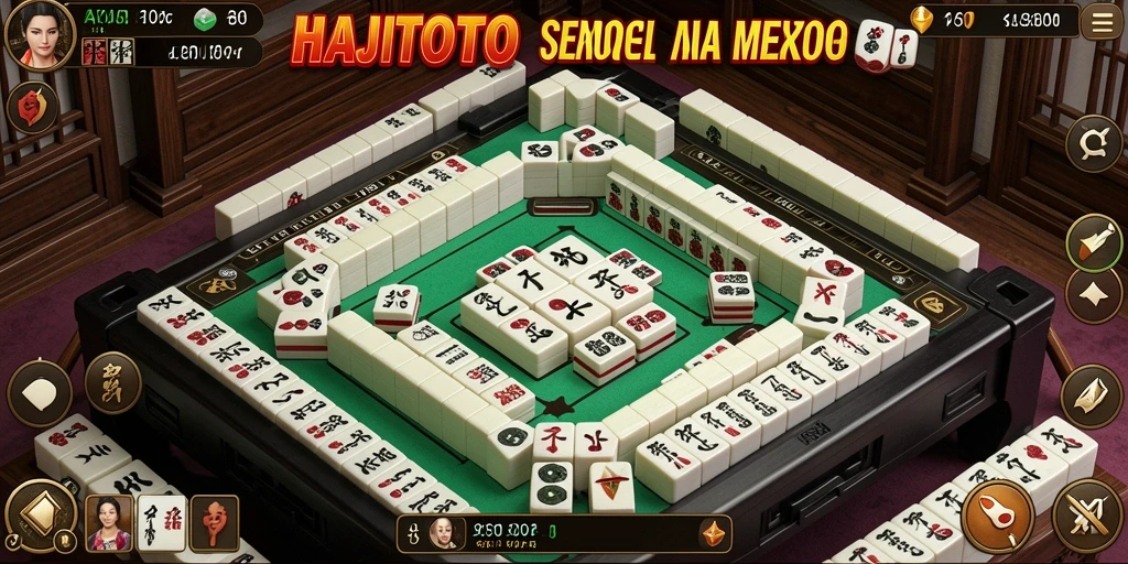 Screenshot gameplay seru HAJITOTO menampilkan momen menegangkan bermain Mahjong.