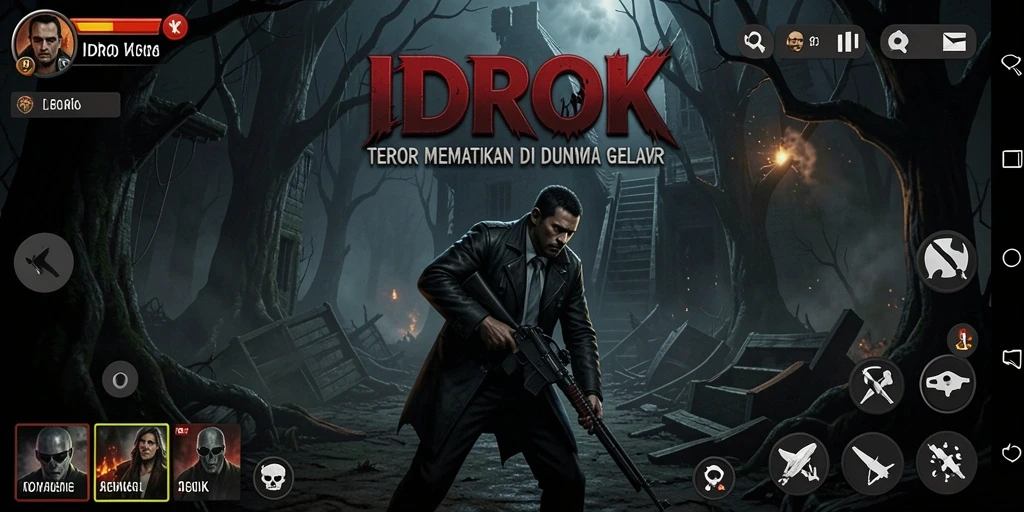 Screenshot utama IDROK menampilkan suasana mencekam permainan Horror.