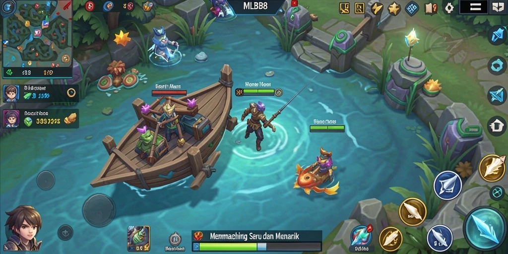 Screenshot gameplay MLBB8 yang menampilkan pengalaman memancing yang seru.