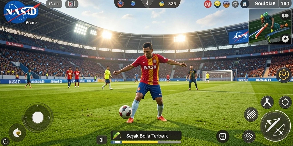 Gameplay menegangkan dalam dunia sepak bola yang realistis.