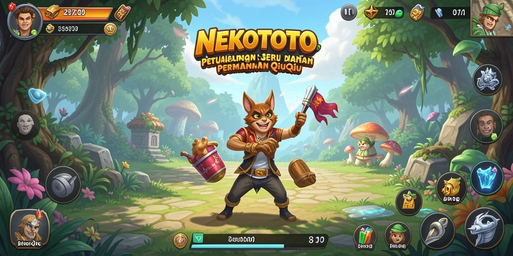 Tampilan menarik dari gameplay QiuQiu di NEKOTOTO.