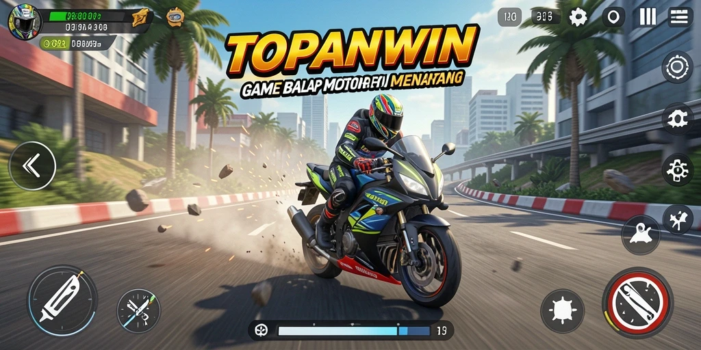 Tampilan menarik dari gameplay balap motor di TOPANWIN.