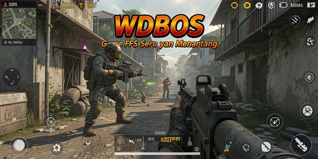 Tampilan aksi intens dalam game FPS WDBOS.